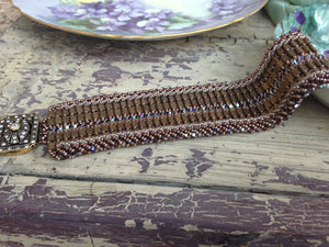 Antique inspired Bronze Beads & Swarovski Crystal Bracelet