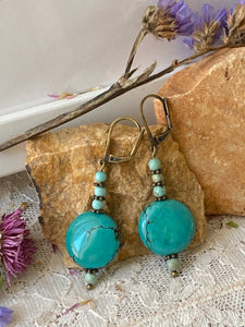 Turquoise and Tiny Bead Earrings
